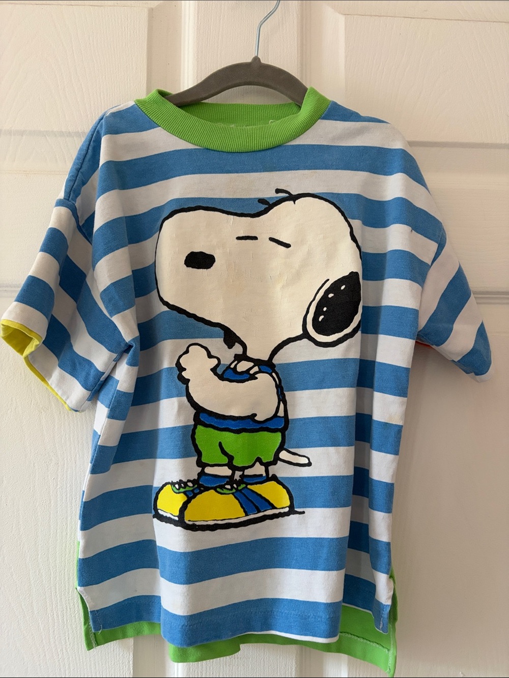 Vintage cut tag snoopy 5/6 striped tshirt